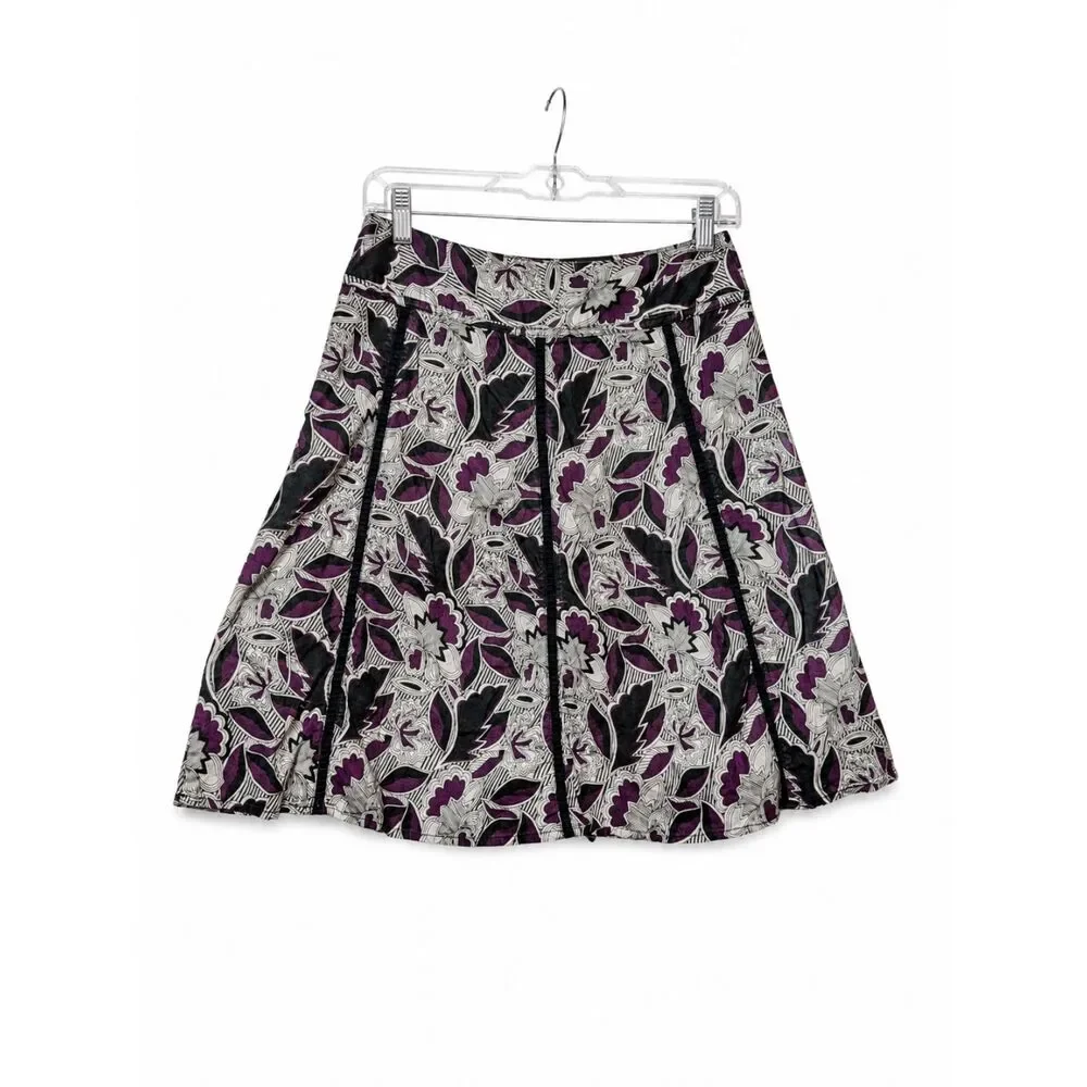 Austin Clothing Co Floral A-Line Skirt Size 2 Purple Black Gray  Classic Street